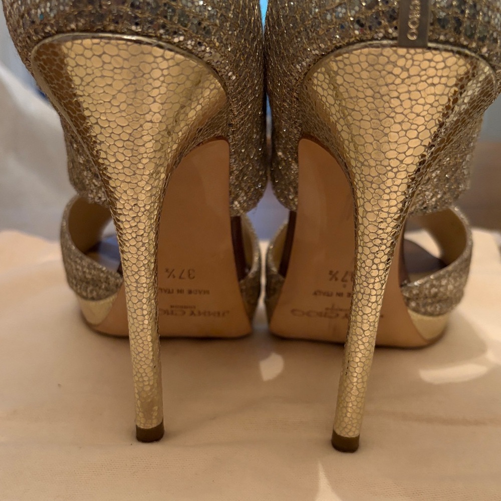 Jimmy Choo Sparkling Gold Heels - Picture 3 of 12